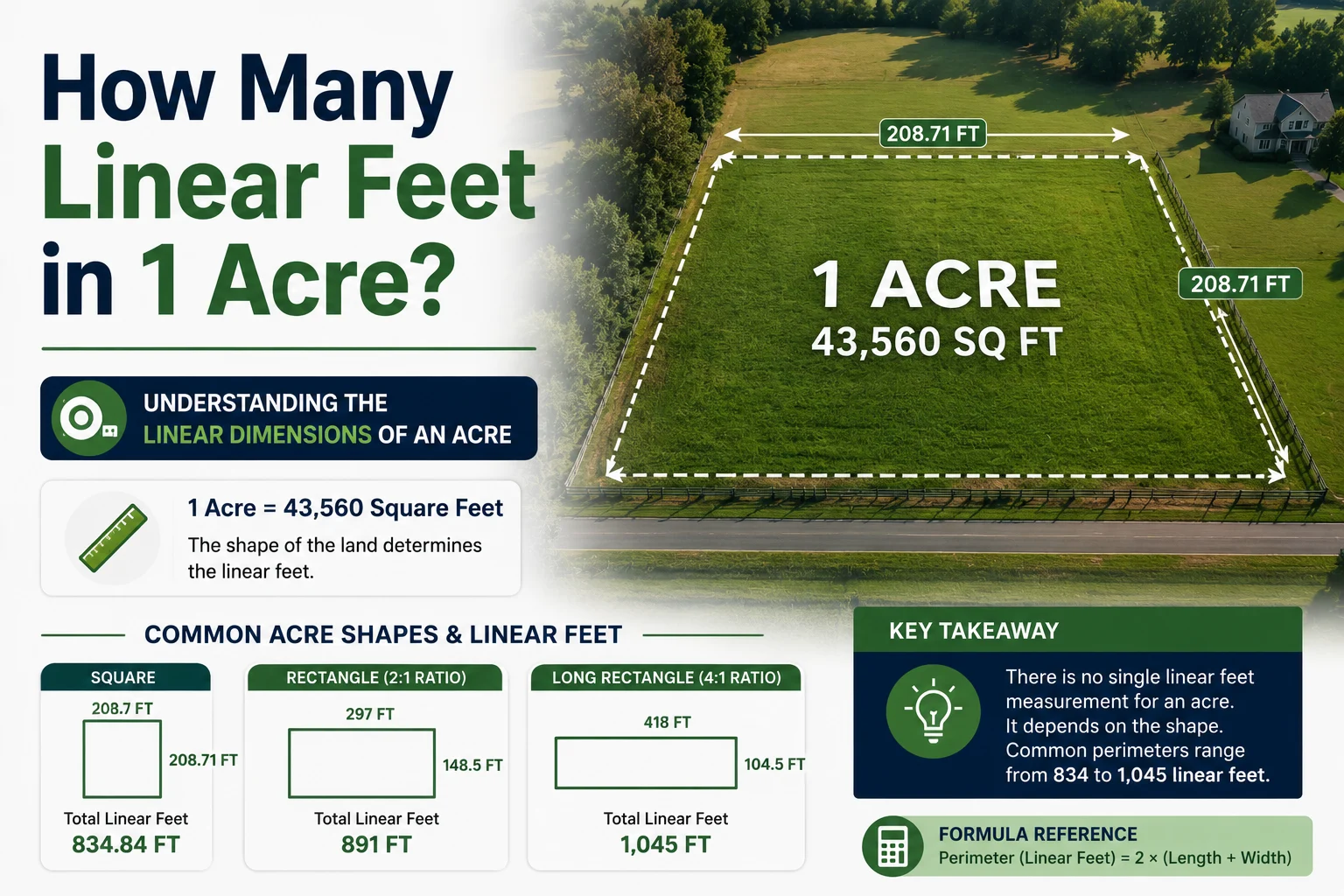 how many linear feet are in 1 acre