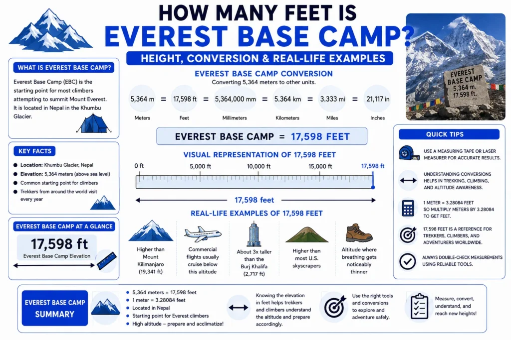 how many feet is Everest base camp