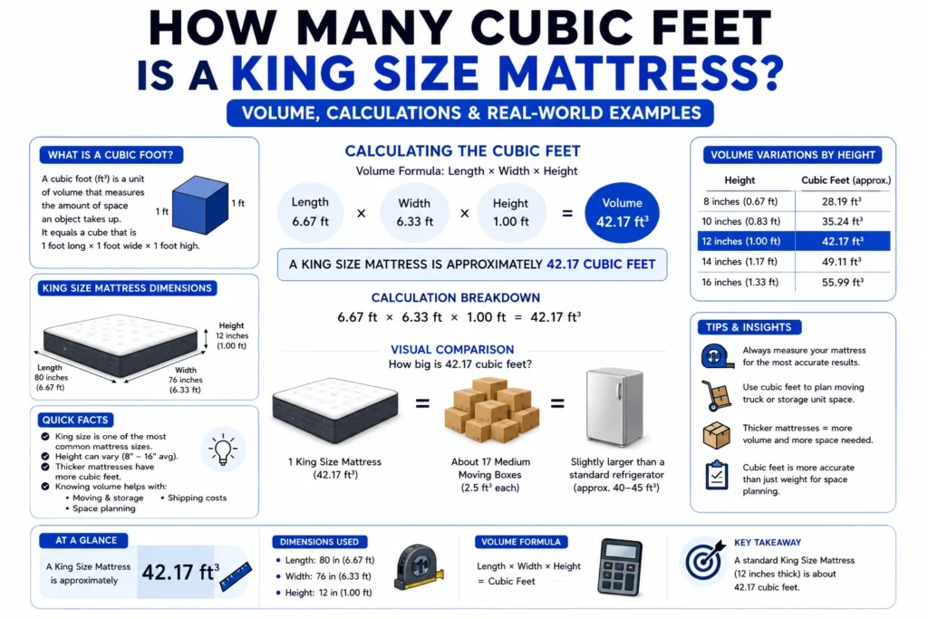 how many cubic feet is a king size mattress