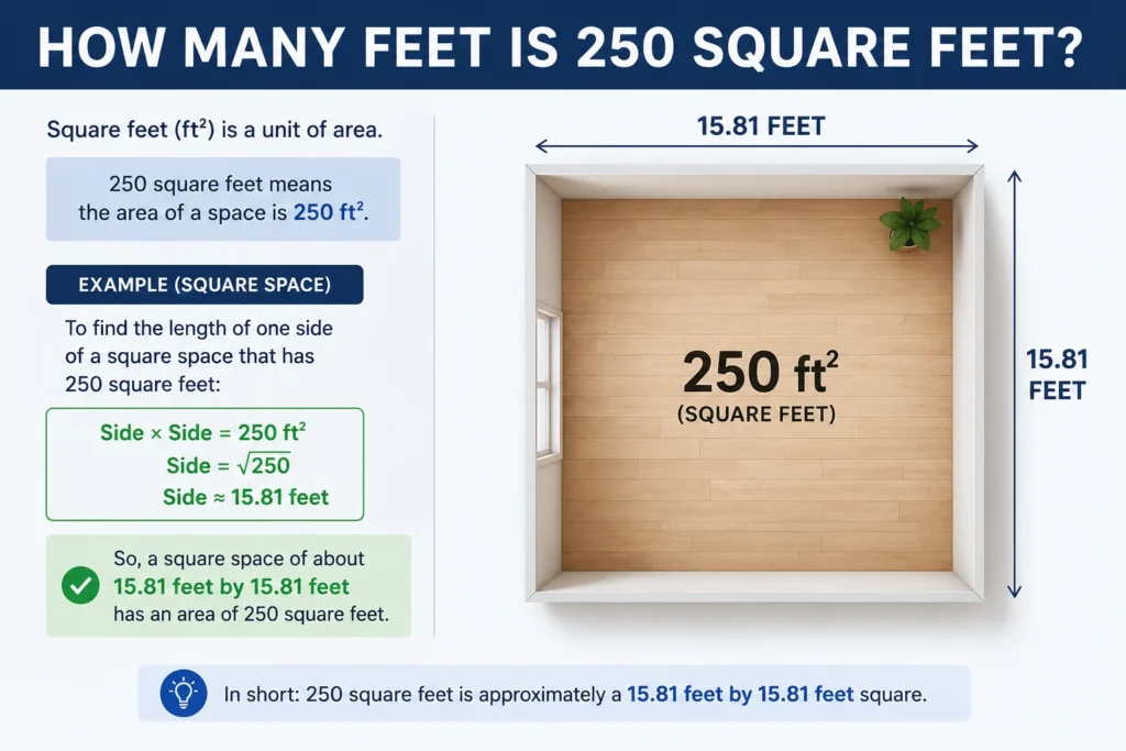 how many feet is 250 square feet