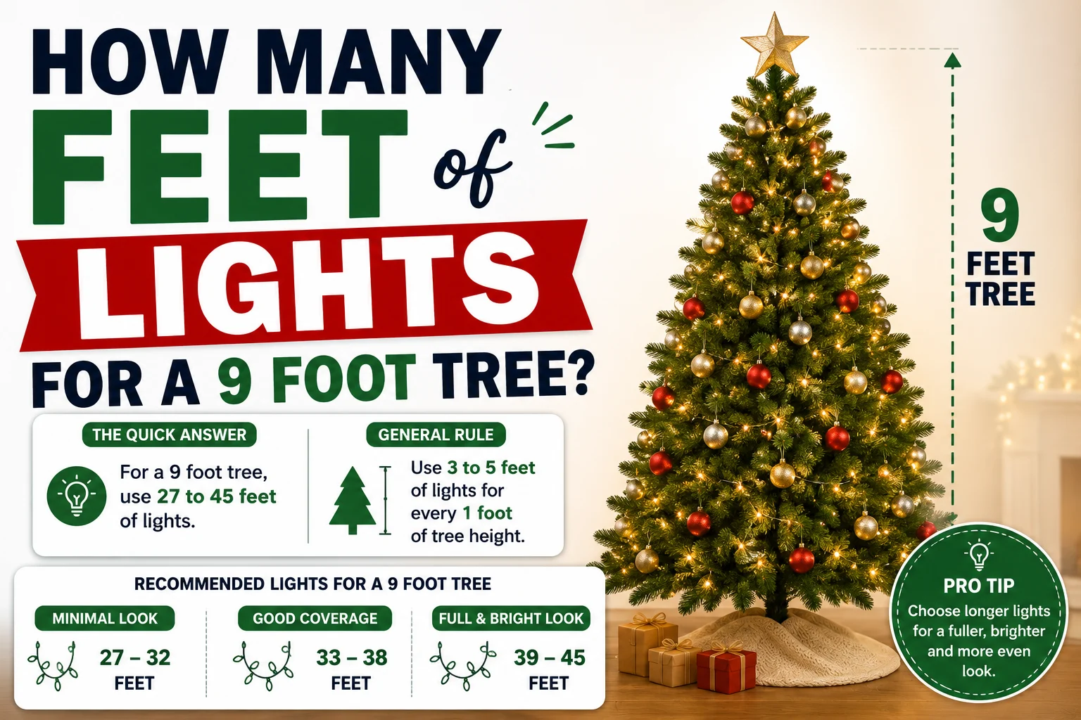 How Many Feet of Lights for a 9 Foot Tree