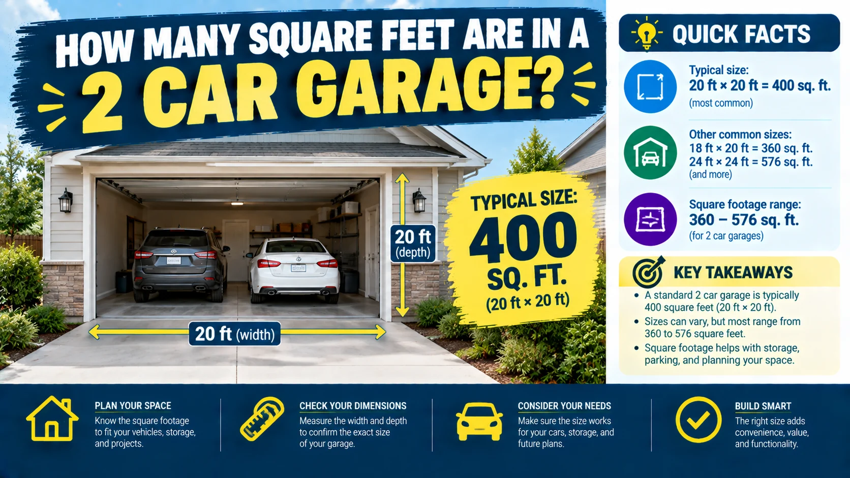 How Many Square Feet Are in a 2 Car Garage