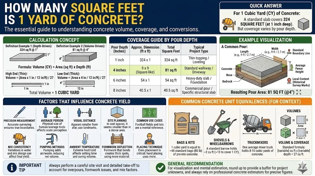 How Many Square Feet Is 1 Yard of Concrete