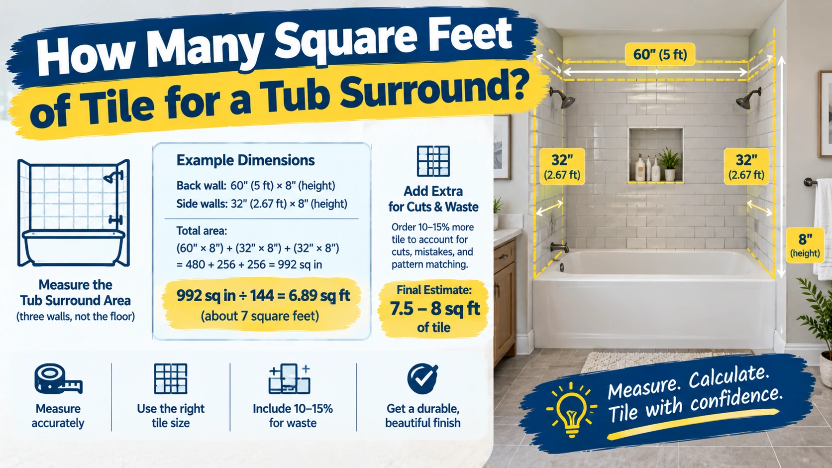 How Many Square Feet of Tile for a Tub Surround