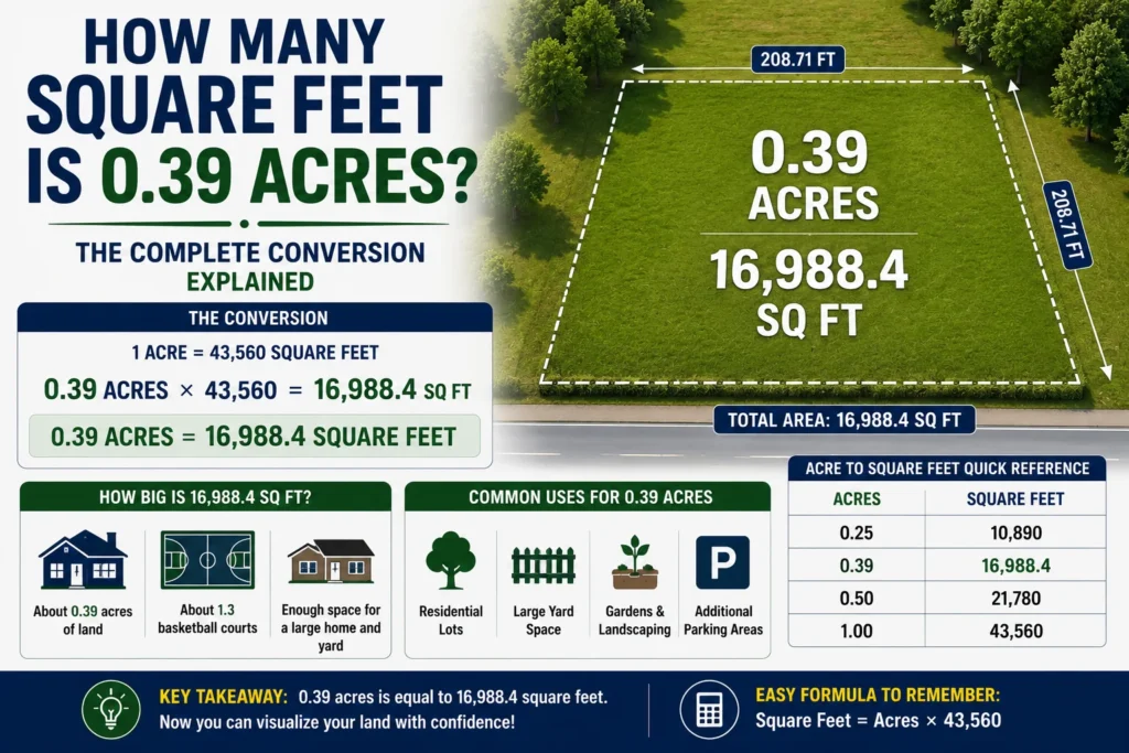 How Many Square Feet Is 0.39 Acres