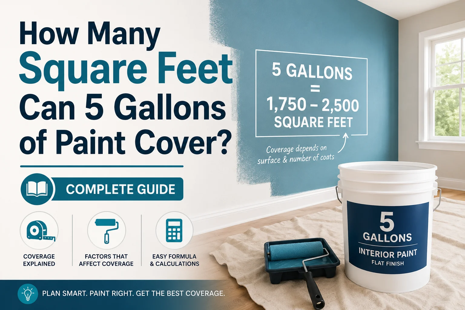 how many square feet can 5 gallons of paint cover