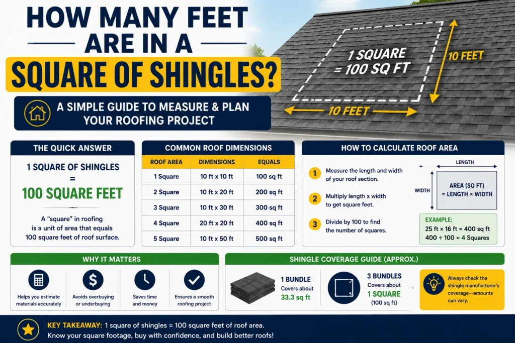 how many feet are in a square of shingles