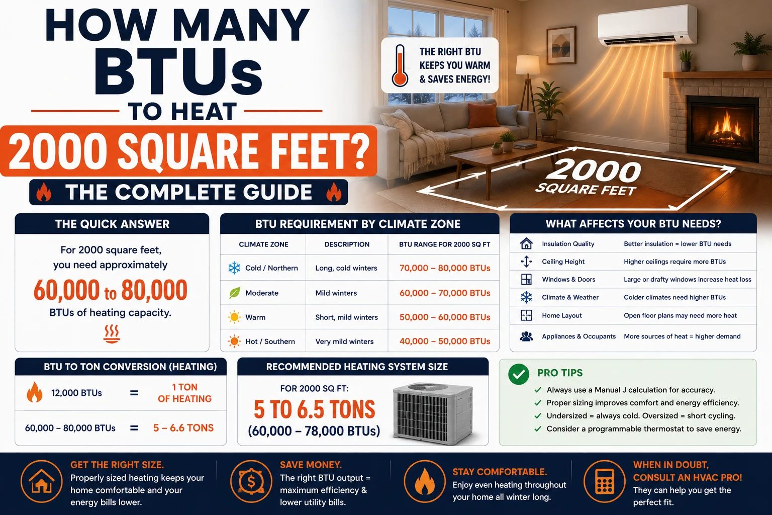 how many BTUs to heat 2000 square feet