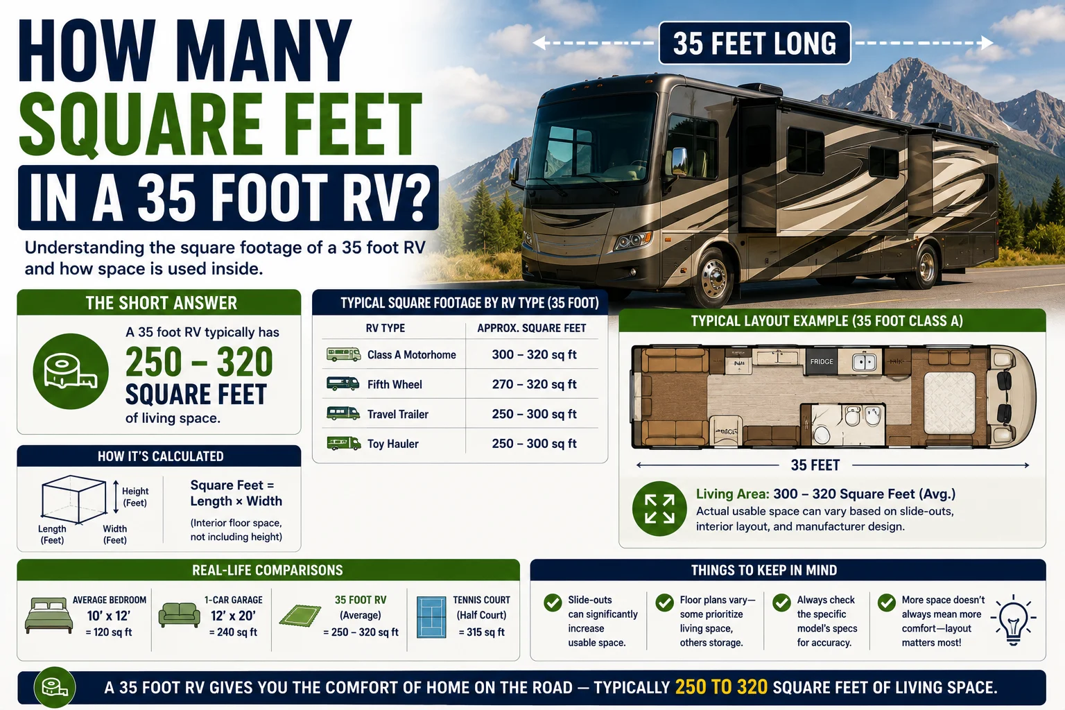 How Many Square Feet in a 35 Foot RV
