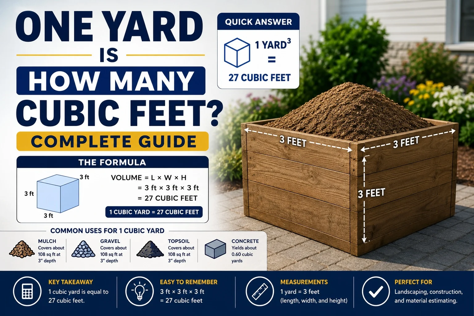 one yard is how many cubic feet