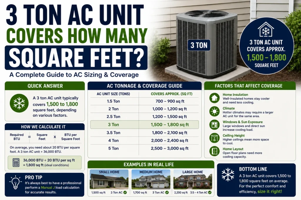 3 Ton AC Unit Covers How Many Square Feet